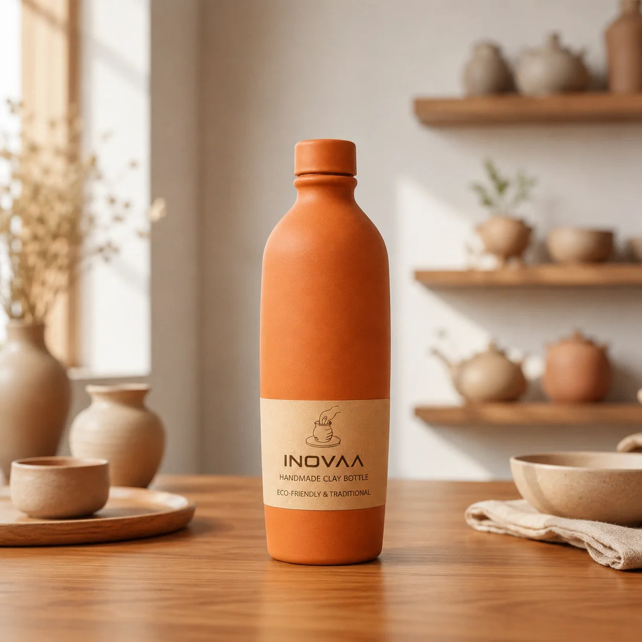 Handmade Matti Bottle – Natural Clay Water Bottle
