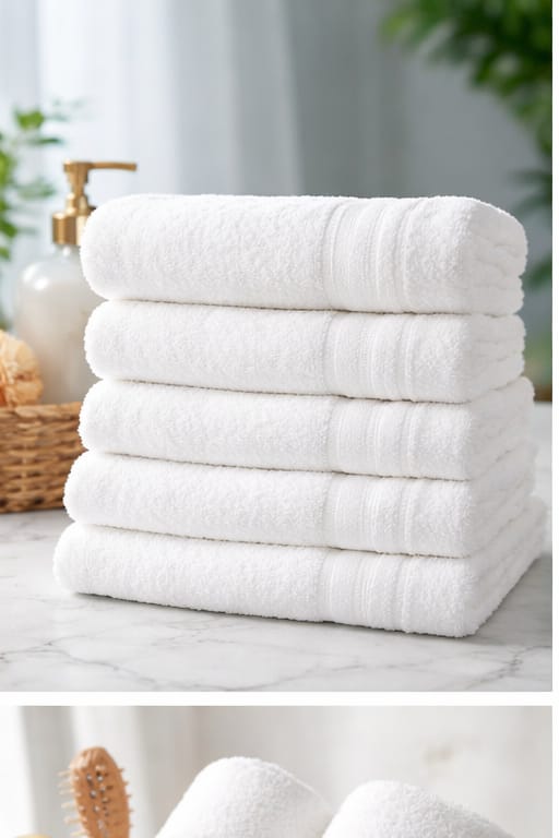 White Bath Towel Cotton Material Softness Style Absorption Towels for Bathroom